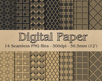 Elegant geometric seemless digital papers: 14 PNG files. For personal or commercial use.