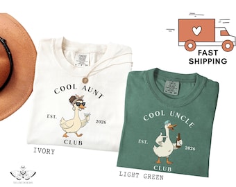 Comfort Colors®  Auntie & Uncle Matching Tshirt: Silly Goose Cool uncle Club, New Pregnancy Announcement Tee