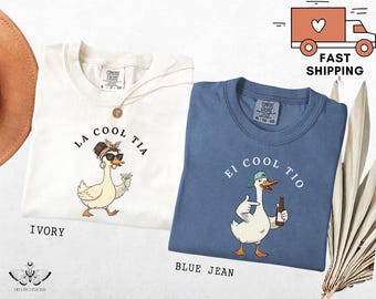La Cool Tía y  El Cool Tío Shirt, Aunt Uncle Pregnancy Announcement, Funny Goose Spanish Matching Shirts, New Aunt New Uncle Gift