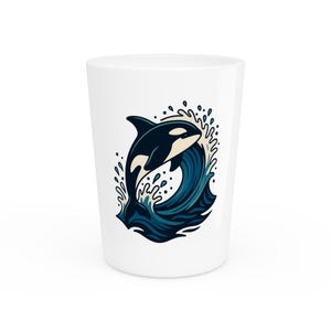 Whales in Waves Shot Glass, Nautical Drinkware, Ocean Decor, Beach Party Favors, Gift for Marine Life Lovers