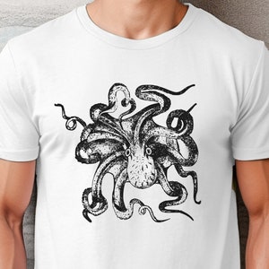 Octopus shirt, Octopus Art tshirt, Kraken Shirt, Save the Ocean, Surfing Shirt, Octopus T-Shirt Gift, Marine, Unisex Jersey Short Sleeve Tee