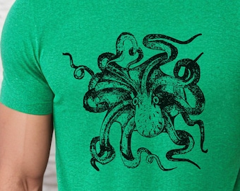 Octopus shirt, Octopus Art tshirt, Kraken Shirt, Save the Ocean, Surfing Shirt, Octopus T-Shirt Gift, Marine, Unisex Jersey Short Sleeve Tee
