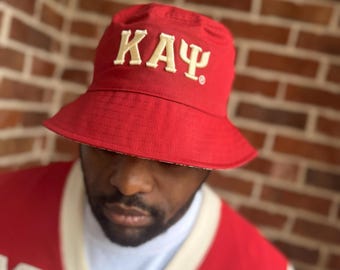 Kappa Alpha Psi Reversible Bucket Hat: Crimson Red & Ivory Cotton