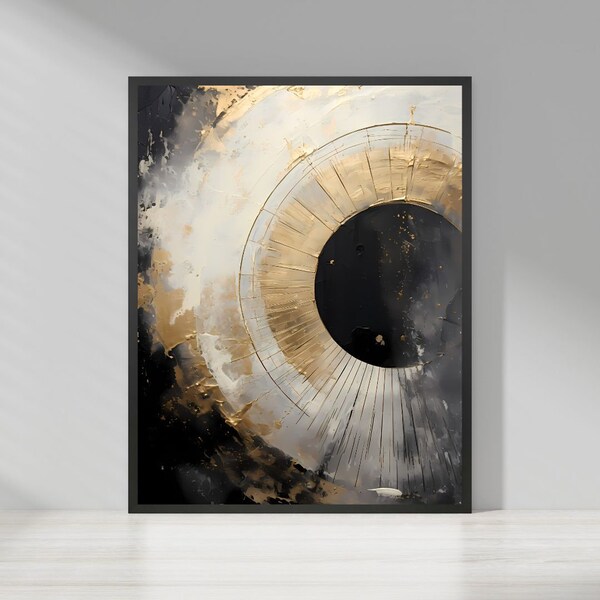 Limited Edition: Black and gold oil painting/Abstract Art/Living Room/Home decor/Monochromatic/Industrial style/ Digital Download