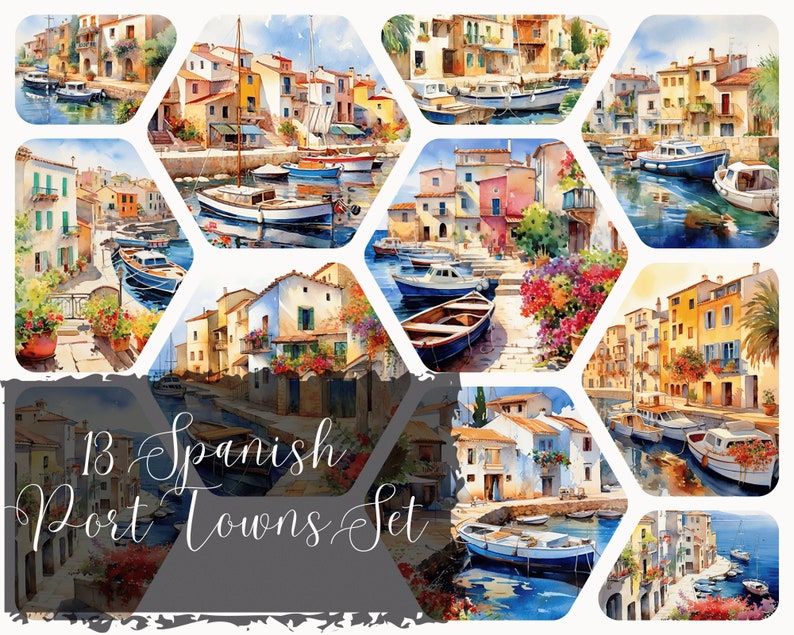 Spanish Street PNG Spain CLIPART PNG Watercolor Spanish Town Watercolor Clipart Printable Png ...