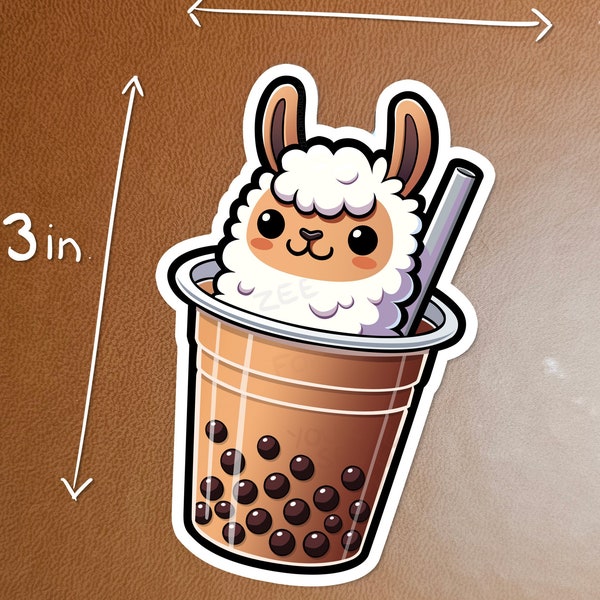 Boba Tea Alpaca - Vinyl Sticker for your water bottle - Dishwasher Safe!