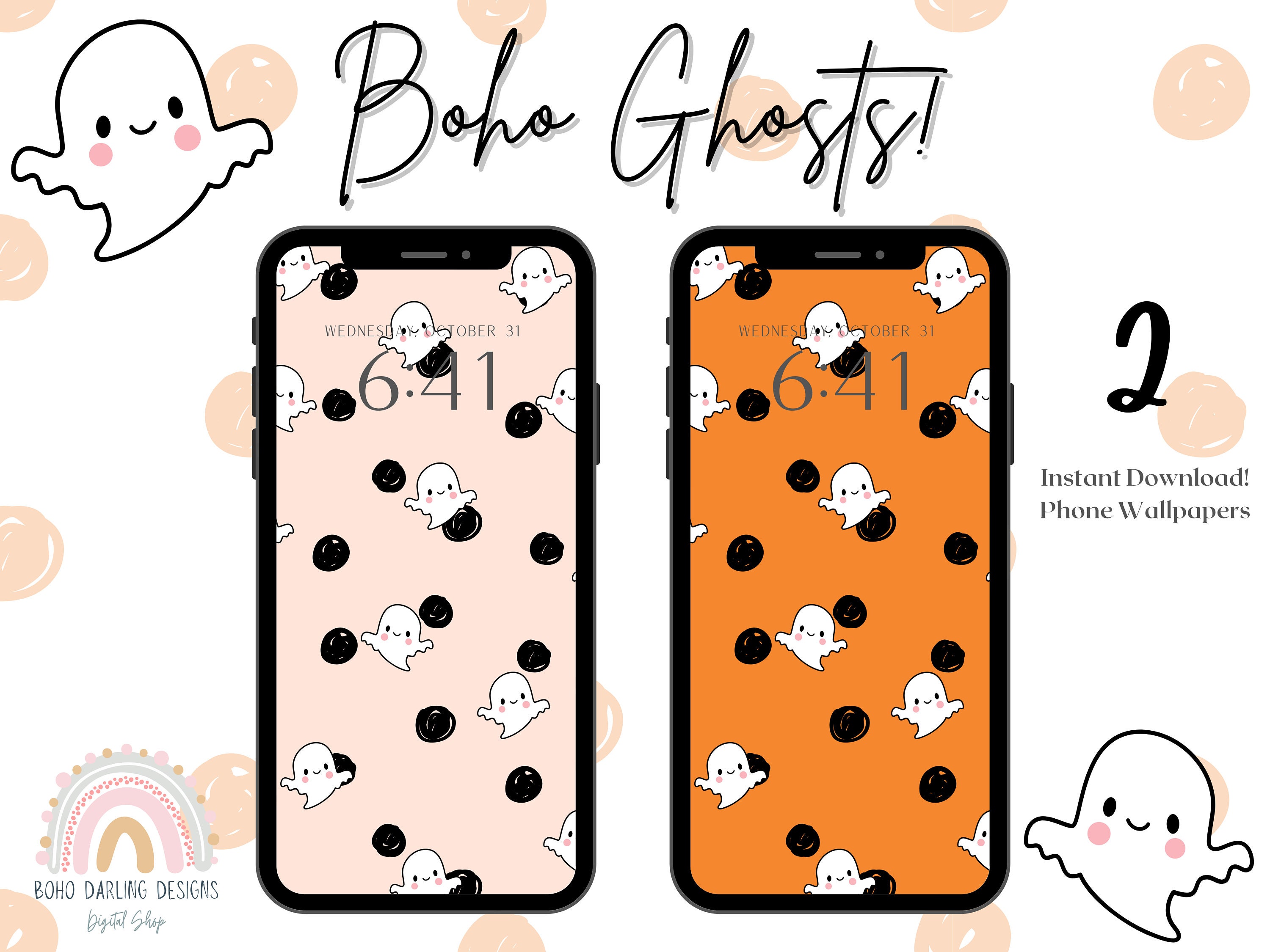 Halloween Ghost iPhone Wallpaper | Cute Ghost Background | Fall