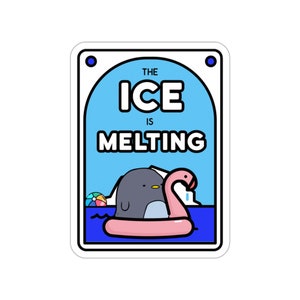Kawaii Penguin Sticker, Cute Kawaii Sticker, Kawaii Planner Sticker, Global Warming Sticker, Beach Day Sticker, Funny Animal Sticker,