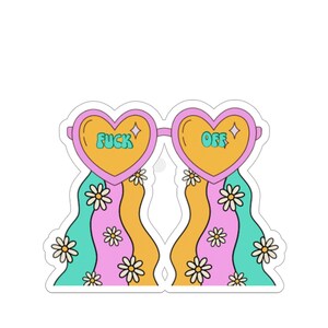 Groovy Sunglasses Sticker, Retro Sticker, Trendy Sticker, Girly Sticker, Flower Sticker, Hippie Sticker, Pastel Sticker, Aesthetic sticker