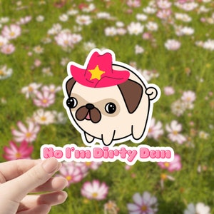 Kawaii Sticker Cute Pug Planner Sticker SpongeBob Themed Funny Dog Laptop Sticker Cowboy Hat Decal For Kids Nickelodeon Tv Show Sticker