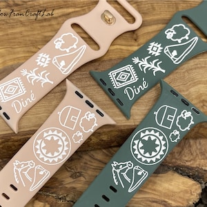 Horlogeband met Navajo-thema (compatibel met Apple Watch), lasergegraveerd met permanente inktvulling