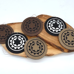 Leatherette Navajo Basket Design Ornament (Laser Engraved) w/Personalization