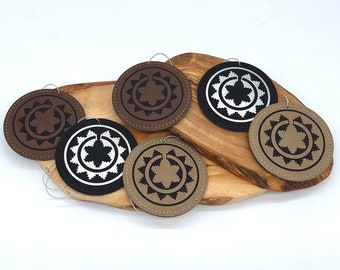 Leatherette Navajo Basket Design Ornament (Laser Engraved) w/Personalization