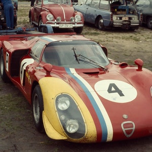 Race car in pits vintage Alfa Romeo Daytona Germany wall art poster digital download