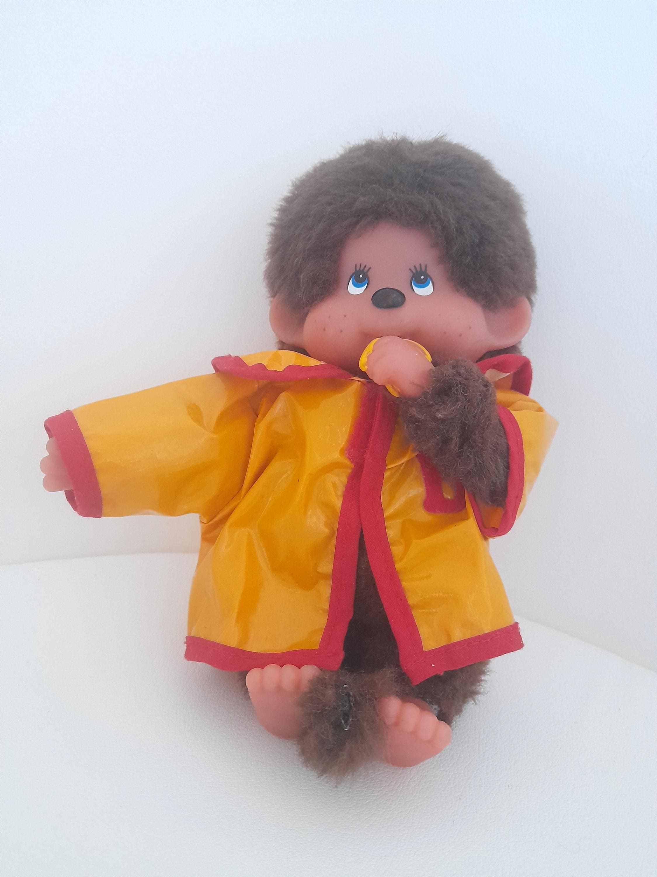 Vintage Monchhichi Monkey Doll – 12cm Yellow Raincoat, Sekiguchi