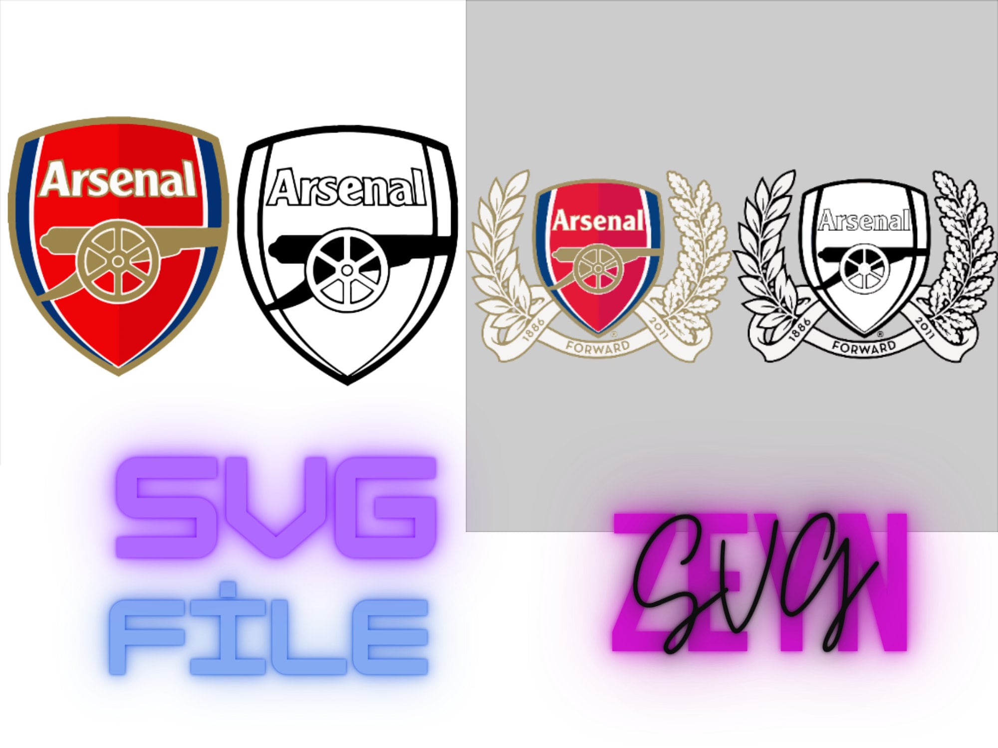 Arsenal FC Soccer Logo Stickers Symbol 5.5 Decorative DIE Cut Decal for  Cars Tablets LAPTOPS Skateboard - White Color
