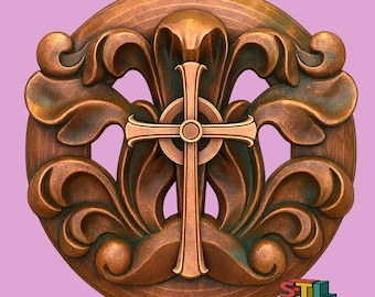 Ornate Cross STL File, 3D Print, CNC Router, Laser Cut (Digital Download)
