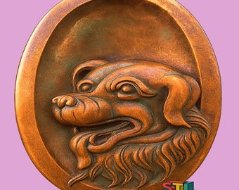 Archivo STL de retrato de perro, impresión 3D, corte láser CNC (descarga digital)