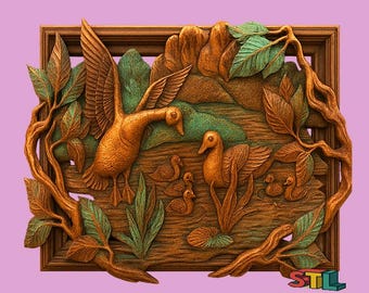 Ducks Family 3D Model STL File, CNC Router, Laser Cut (Digital Download)