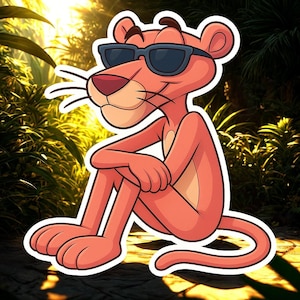Cute Pink Panther Digital Sticker PNG & SVG – Printable Cartoon Clipart for Crafts and Sublimation
