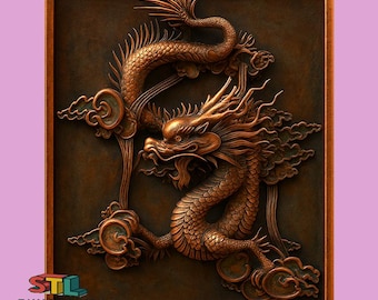 Chinese Dragon 3D Model STL File, CNC Laser Cut (Digital Download)