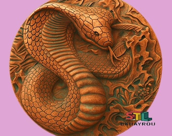 Schlange 3D-Modell STL-Datei: CNC-Fräser, Laserschnitt, Holzschnitzerei (Digitaler Download)