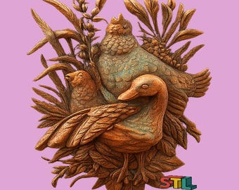 Duck and Capercaillies 3D Model STL File, CNC Router, Laser Cut (Digital Download)
