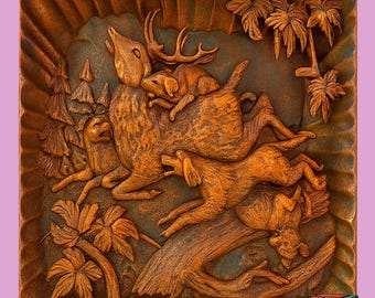 Dogs Hunting Deer STL File, 3D Print, CNC Laser Cut (Digital Download)