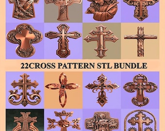 22 Pcs 3D STL Models CROSS & PATTERN for Cnc Router Aspire Artcam 3D Printer (Digital Download)