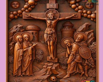 Crocifissione di Gesù modello 3D file STL: CNC, laser, intaglio del legno (download digitale)