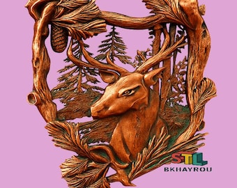 Deer 3D-model STL-bestand, CNC-router, lasergesneden (digitale download)