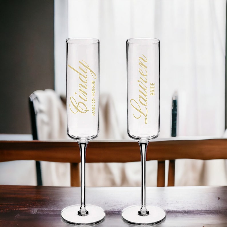 Bridal Party Custom Champagne Flutes Bridesmaids Personalized Gifts Etsy