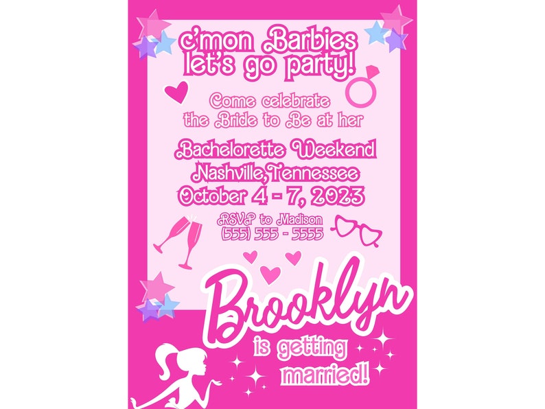 Barbie Bachelorette Party Invitation & Itinerary Etsy