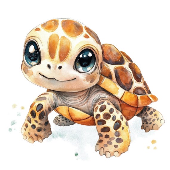かわいい赤ちゃん亀のクリップアート18点、かわいいウミガメ、印刷可能