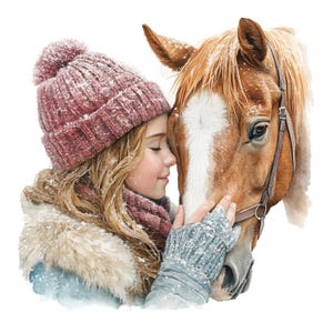 16 Mädchen und Pferd Clipart, Pferd Clipart, druckbare Aquarell Clipart, Papierwesen, Junk Journals, hochwertige JPGs, digitaler Download