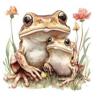 19 Clipart grenouilles, clipart crapaud, grenouille, clipart aquarelle imprimable, créations en papier, journaux indésirables, fichiers JPG de haute qualité, téléchargement numérique