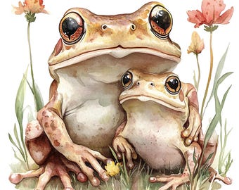 19 Frogs Clipart, Toad Clipart, Frog, Printable Watercolor Clipart, Paper Craft, Junk Journals, High Quality JPGs, Digital Download
