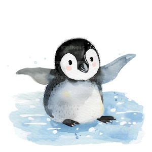 21 Cute Baby Penguin Clipart, Penguin Clipart, Printable Watercolor Clipart, Paper Craft, Junk Journals, High Quality JPG, Digital Download