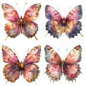 16 Golden Butterfly Clipart, Pink Butterfly Landscape, Printable ...