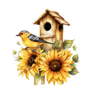15 gele vogelhuisje clipart, vogelhuis clipart, vogel clipart, afdrukbare aquarel clipart, Paper Craft, hoge kwaliteit JPG, digitale download