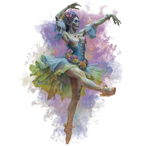 15 Zombie Ballerina Clipart, Halloween Ballerina, Printable Watercolor ...