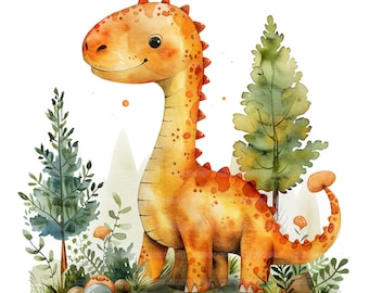 14 imágenes prediseñadas de dinosaurios, dinosaurio bebé, dinosaurio de dibujos animados, imágenes prediseñadas de acuarela imprimibles, imágenes de dinosaurios, archivos JPG de alta calidad, descarga digital