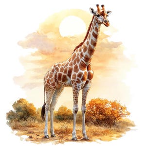 19 Clipart di Giraffe, Clipart di Giraffe Safari, Clipart di Acquerelli Stampabili, Lavori di Carta, Diari di Scarto, JPG di Alta Qualità, Download Digitale