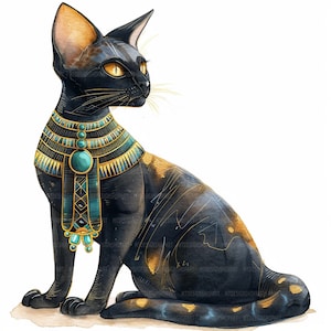 16 Ägypten Katze Clipart, Clipart schwarze Katze, Ägypten Clipart, Aquarell Clipart, Papierhandwerk, hochwertige JPGs, digitaler Download