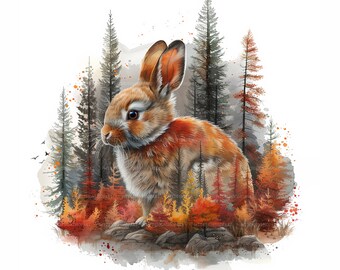 15 imágenes prediseñadas de conejo, imágenes prediseñadas de acuarela, imágenes prediseñadas de conejo de acuarela, archivos JPG de alta calidad, descarga digital, alta resolución, manualidades de papel