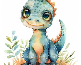 18 Baby Dinosaurier Clipart, druckbare Aquarell Clipart, Papierwesen, Junk Journal, hochwertige JPGs, digitaler Download JPGs