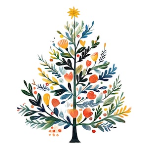 19 Skandinavische Weihnachtsbaum Clipart, druckbare Aquarell Clipart, Papierkunst, hochwertige JPGs, digitaler Download