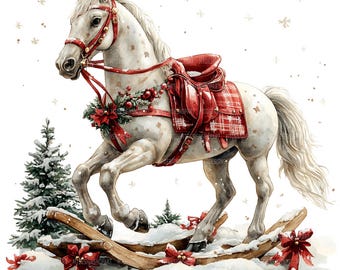 10 クリスマス ロッキング ホース おもちゃ クリップアート