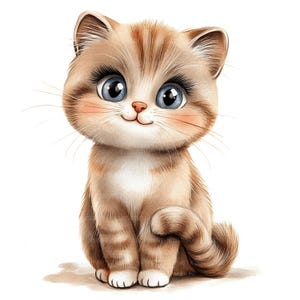 19 Cute Cat Sitting Clipart, Cat Clipart, Printable Watercolor Clipart, Paper Craft, Junk Journals, High Quality JPGs, Digital Download