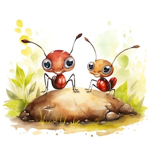 20 Cute Ants Clipart, Ant Clip art, Printable Watercolor Clipart, Paper Craft, Junk Journals, High Quality JPGs, Digital Download